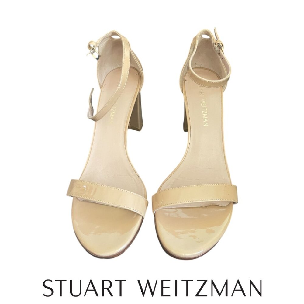 Stuart Weitzman | NearlyNude Strap Heel Sandals, Beige, Size 9.5